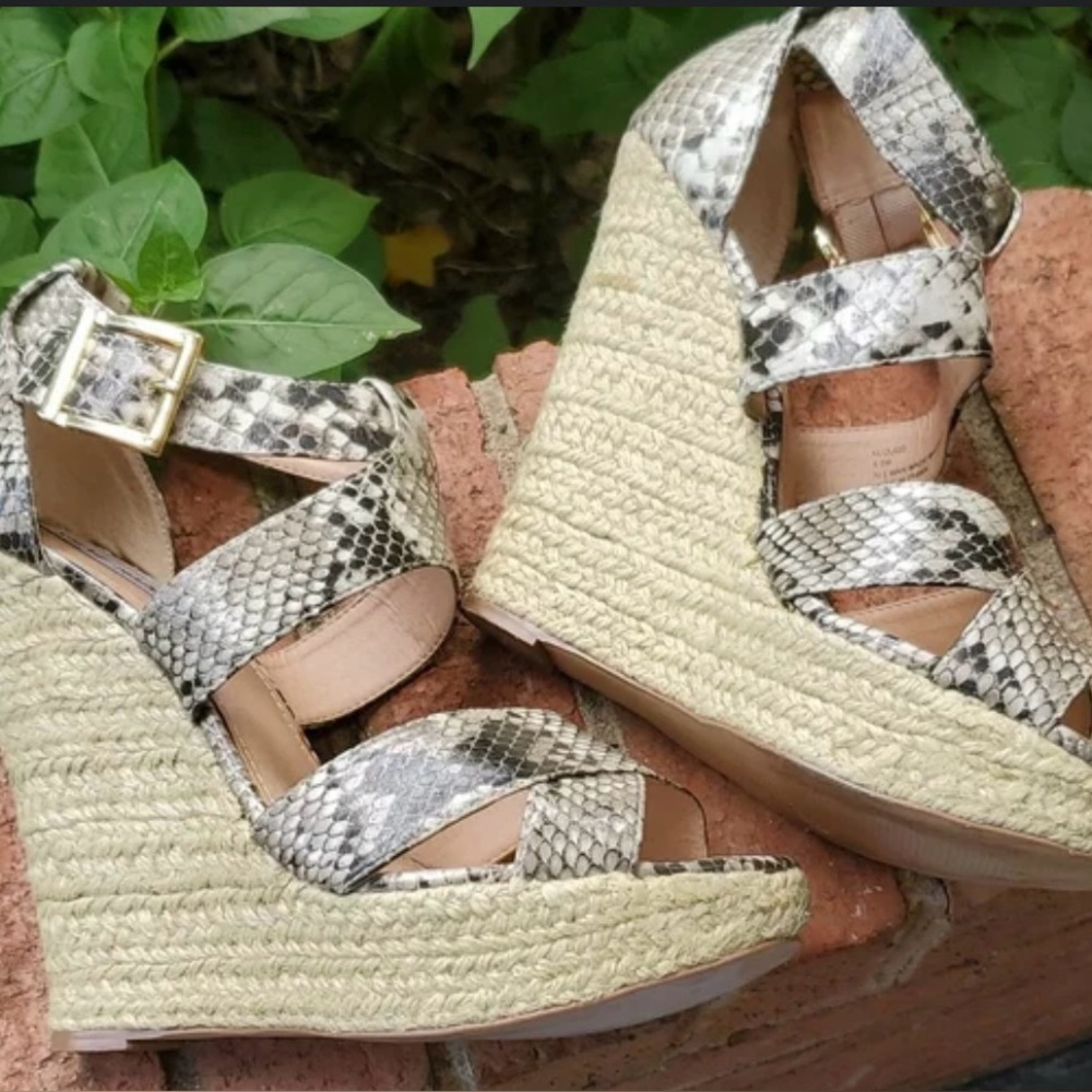 Steve Madden Snake Print Wedge Espadrille Sandals with 5 inch heel